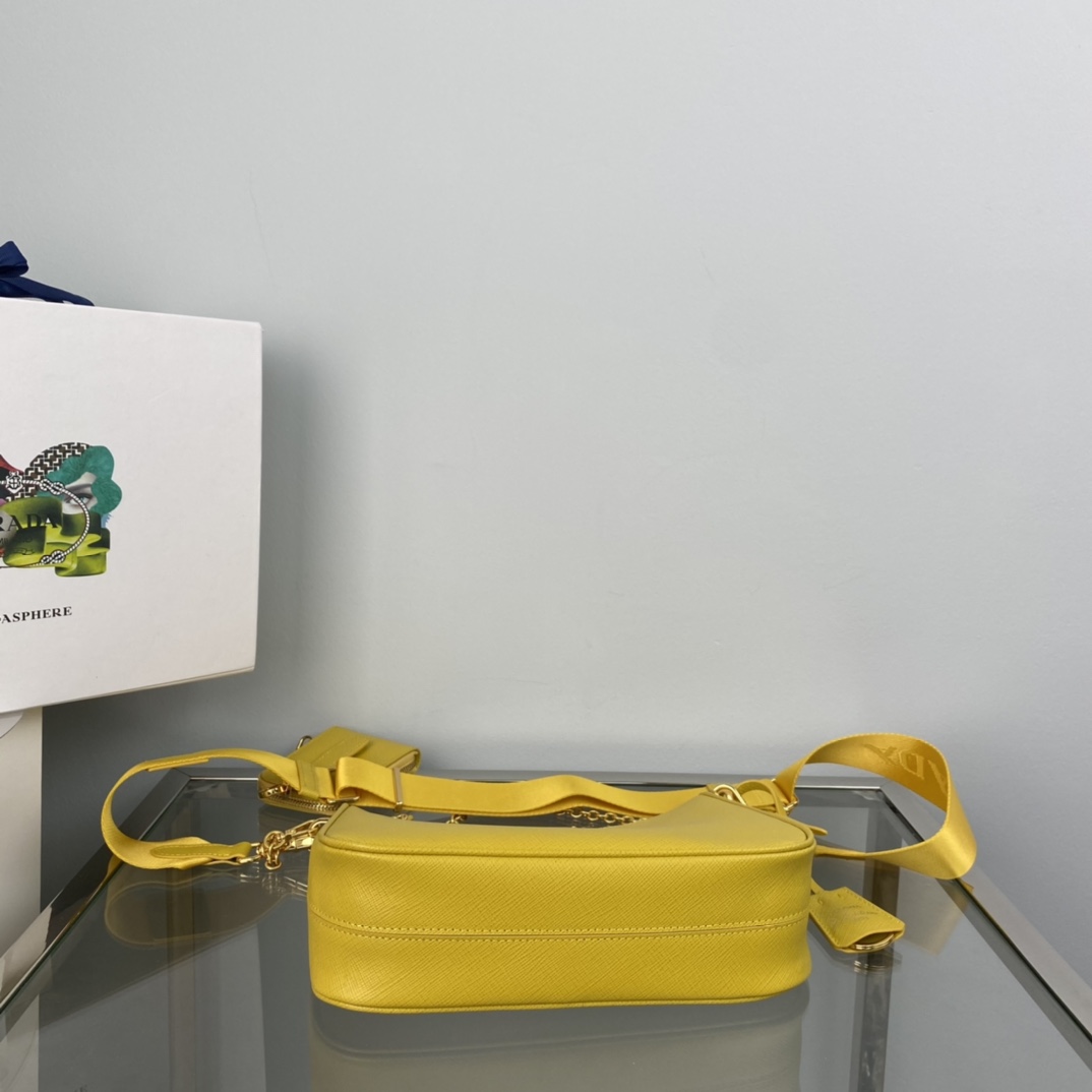 Prada Saffiano Leather Re Edition 2005 Shoulder Bag Sunny Yellow 1BH204